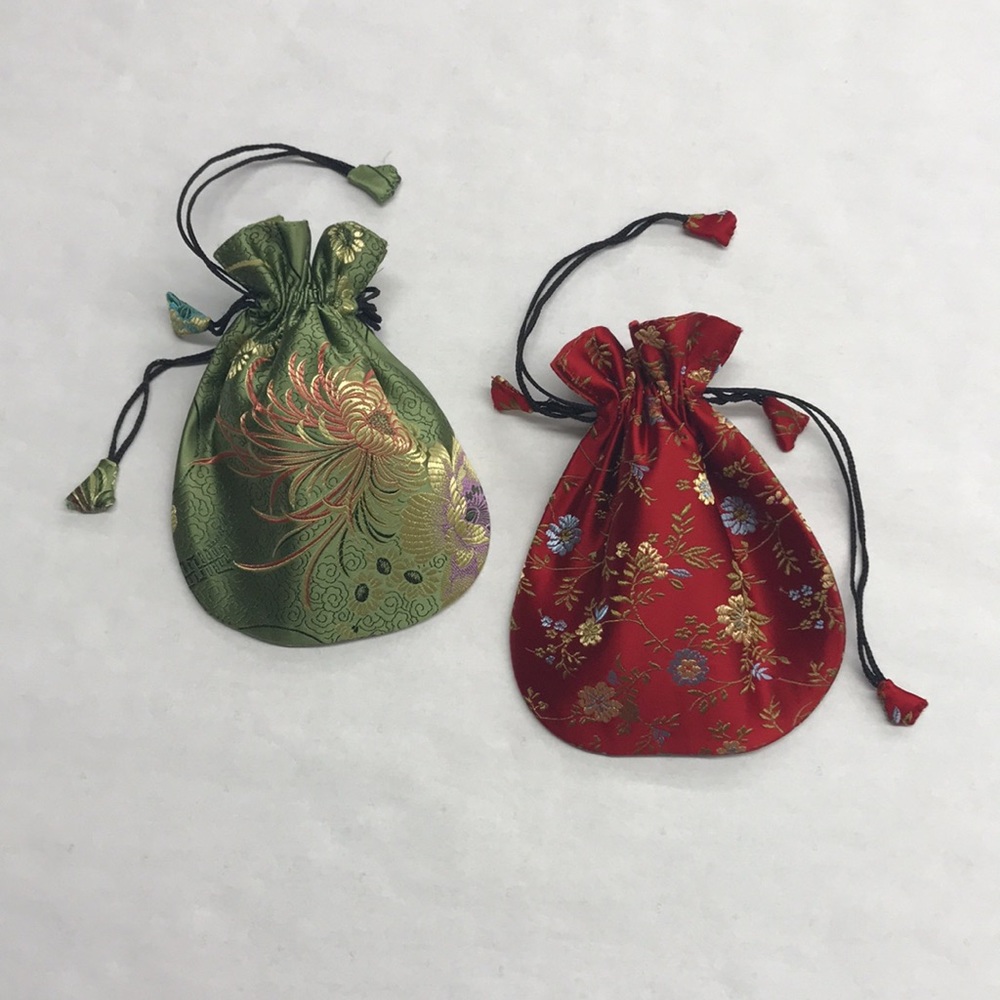 Clutch Set Bags Tibetan Fabric Brocade,Green & Red, News,  5 1/2”  X  6 1/2”.